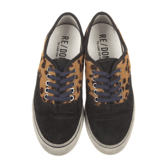 RE/DONE NIB 70s Low Top Skate in Leopard Calf Hair Size EU 38/US 8 - Picture 3 of 9